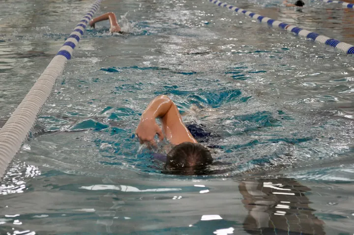 Freestyle swimming head-on technique